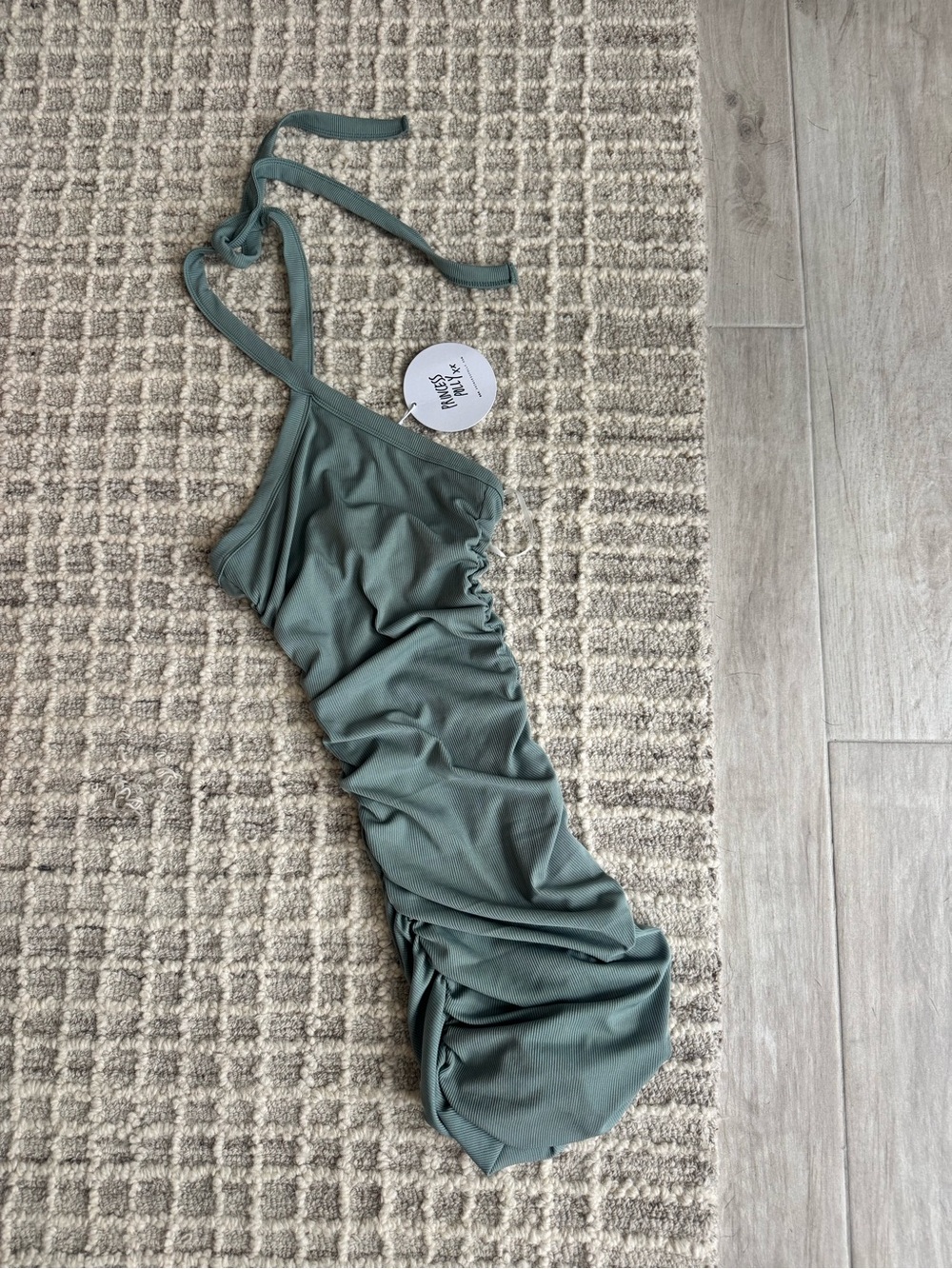 Princess Polly Sage Green Mini Dress with Halter Neck